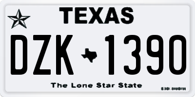TX license plate DZK1390
