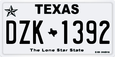 TX license plate DZK1392