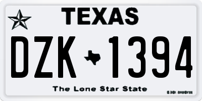 TX license plate DZK1394