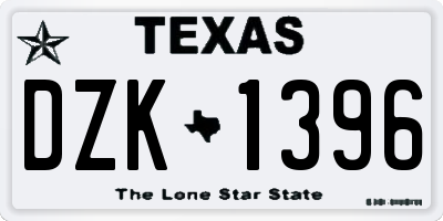 TX license plate DZK1396