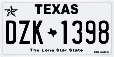 TX license plate DZK1398