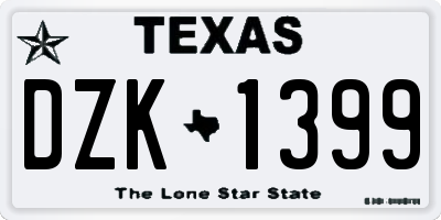 TX license plate DZK1399