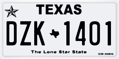 TX license plate DZK1401