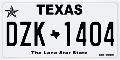 TX license plate DZK1404