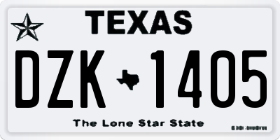 TX license plate DZK1405