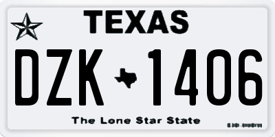 TX license plate DZK1406