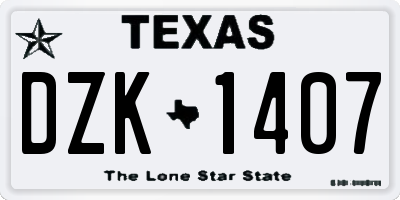 TX license plate DZK1407