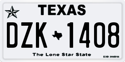TX license plate DZK1408