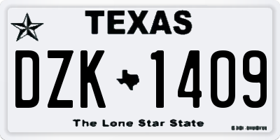 TX license plate DZK1409
