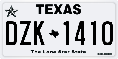 TX license plate DZK1410