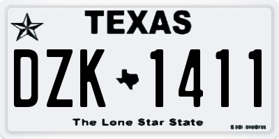 TX license plate DZK1411