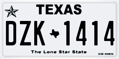 TX license plate DZK1414