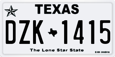 TX license plate DZK1415