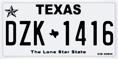 TX license plate DZK1416