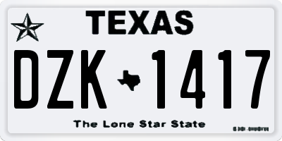 TX license plate DZK1417