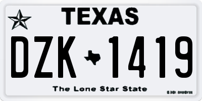 TX license plate DZK1419