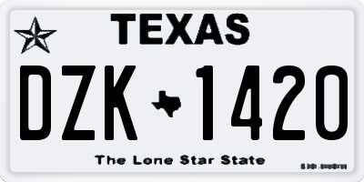 TX license plate DZK1420