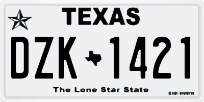 TX license plate DZK1421