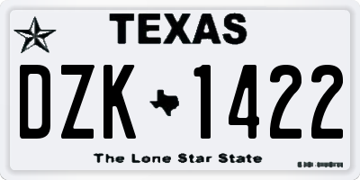 TX license plate DZK1422