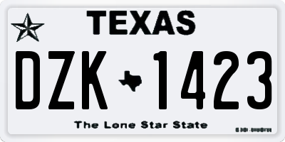 TX license plate DZK1423