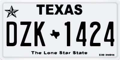 TX license plate DZK1424