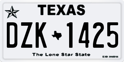 TX license plate DZK1425