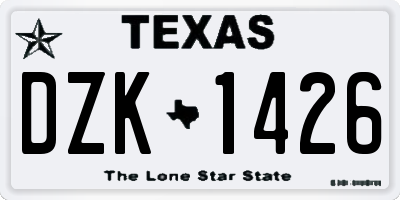 TX license plate DZK1426