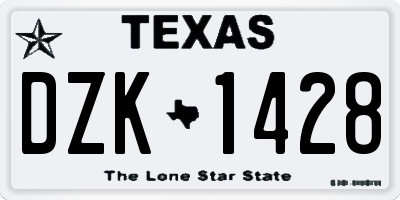 TX license plate DZK1428