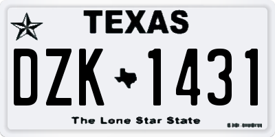 TX license plate DZK1431