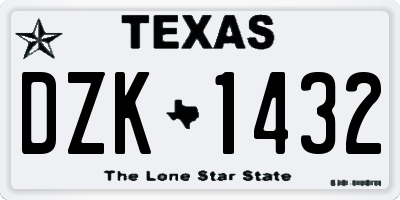 TX license plate DZK1432