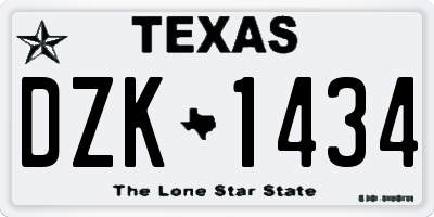 TX license plate DZK1434