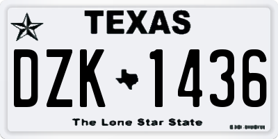 TX license plate DZK1436
