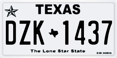 TX license plate DZK1437