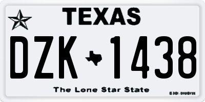 TX license plate DZK1438
