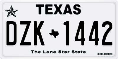 TX license plate DZK1442