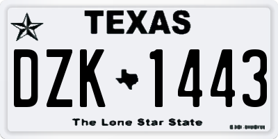 TX license plate DZK1443
