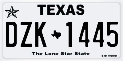 TX license plate DZK1445