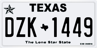 TX license plate DZK1449