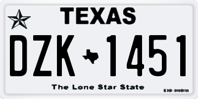 TX license plate DZK1451