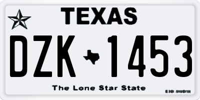 TX license plate DZK1453