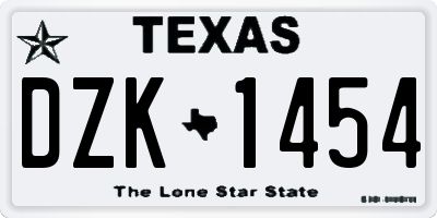 TX license plate DZK1454