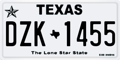 TX license plate DZK1455