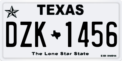 TX license plate DZK1456