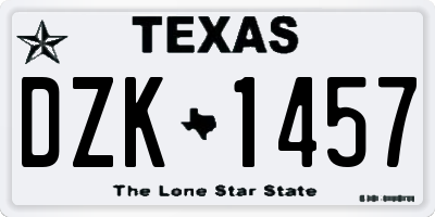 TX license plate DZK1457