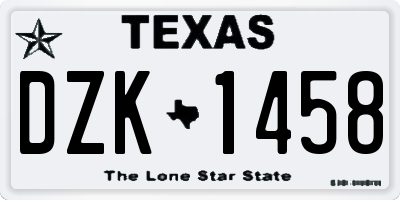TX license plate DZK1458