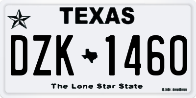 TX license plate DZK1460