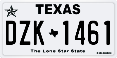TX license plate DZK1461