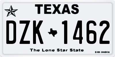 TX license plate DZK1462