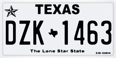 TX license plate DZK1463