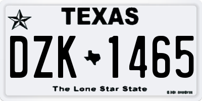 TX license plate DZK1465